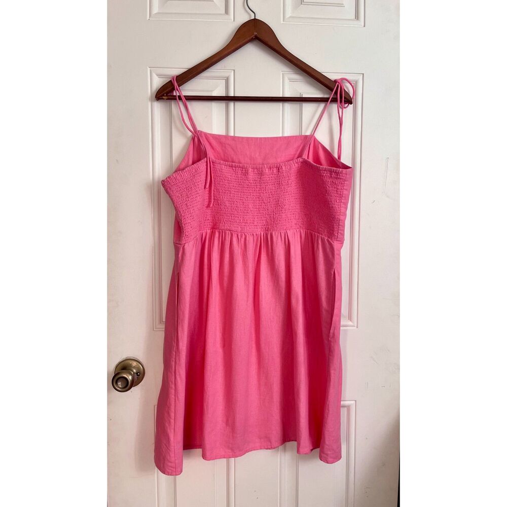Old Navy pink linen mini dress w/ tie straps & pockets XL - Picture 2 of 3